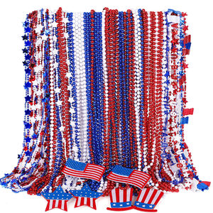 72 accesorios del 4 de julio, collares de cuentas del Día DE <span class=keywords><strong>LA</strong></span> Independencia, colgante de banderas de sombrero de EE. UU., patriótico, cuatro de julio, rojo, azul, blanco - Product Image 1