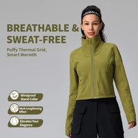 Veste polaire coupe ajustée grande taille pour femme, coupe-vent, respirante, légère, thermique, pour le yoga, col montant, automne