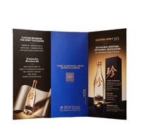 Flyers personnalisés recto-verso à trois volets, multi-pliés, avec estampage à chaud sur papier coton pour la promotion des produits alimentaires, pharmaceutiques, vin, commerce de détail, voyages et soins de la peau