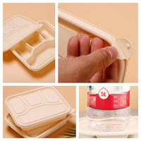 Boîte à repas jetable en amidon de maïs écologique à 3 compartiments 900ml 1000ml 1100ml pour plats à emporter