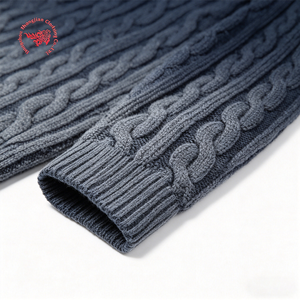 Suéter <span class=keywords><strong>de</strong></span> <span class=keywords><strong>cuello</strong></span> alto <span class=keywords><strong>de</strong></span> punto trenzado azul degradado para <span class=keywords><strong>hombre</strong></span>, prendas <span class=keywords><strong>de</strong></span> punto casuales con efecto ombré lavado - Product Image 4