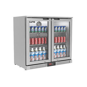 Refrigerador bajo mostrador de 230L con 2 puertas correderas y enfriamiento por aire, enfriador de cerveza para bar con acero inoxidable 201 - Product Image 4