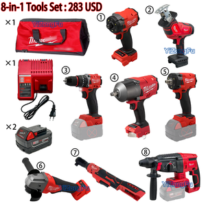 Juego de Herramientas Industriales Inalámbricas <span class=keywords><strong>Milwaukee</strong></span> 18V M18, Llave de Impacto, 12 Piezas, Atornillador Rojo sin Escobillas, Juego de Herramientas Eléctricas 11 en 1 - Product Image 2