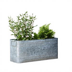 Jardinière rectangulaire en métal, style rustique, durable, pour jardin extérieur - Product Image 1