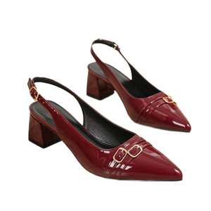 High Top Slip-On Pointed Toe <b>Block</b> Heel Height Increasing PU Upper <b>Rubber</b> Outsole Buckle Ladies Sandals 2026 New Designer Pumps - Product Image 1