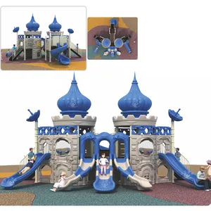 Traum-Kinder-Freiluft-Stichholzschloss-Thema mehrfarbige LLDPE-Rutsche Spielplatz für Kinder mit Durchmesser. 114 mm aufrechte Stähle