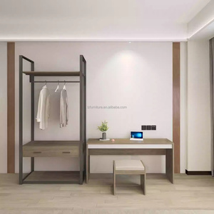 Ensembles de mobilier hôtelier abordable pour lits simples et doubles avec tête de lit, table de chevet, armoire et bureau pour projet hôtelier moderne 3 étoiles - Product Image 3
