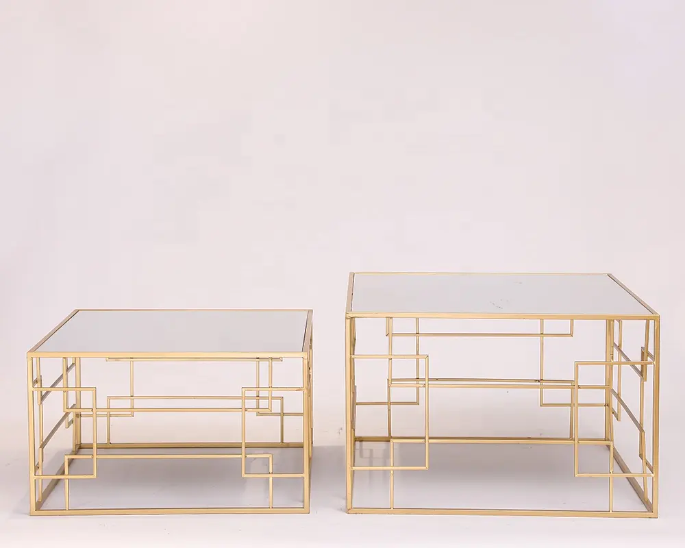 Tabela de chá alto e baixo, design de metal, espelho superior, conjunto de mesa