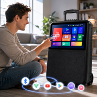 Carrito Portátil de 2 Vías con Wifi Inalámbrico, Android 12, Altavoz de 10'' de Alta Potencia, Máquina de Karaoke, Reproductor Multimedia, Pantalla Táctil de 15.1''