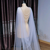 Perles Ivoire Haute Qualité Cape De Mariée Broderie Voile De Mariage Dentelle Longue Épaule Fluide Châle Voiles