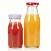 Vente en gros de bouteilles en verre pour lait, boissons et jus de 200 ml, 250 ml, 500 ml et 1000 ml avec couvercle en métal