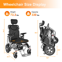 Fauteuil roulant électrique pliable portable à vente chaude avec fonction d'inclinaison automatique pour les personnes handicapées T184 --- 60183
