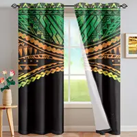 Занавески для гостиной, дизайнерские зеленые полинезийские племенные дизайнерские оконные шторы для спальни, шторы на заказ для гостиной, роскошные