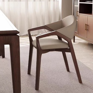 Silla de Comedor Nórdica de Madera Maciza con Asiento <span class=keywords><strong>Tapizado</strong></span> en Cuero, Sillón <span class=keywords><strong>Moderno</strong></span> Minimalista para Muebles de Hogar - Product Image 1