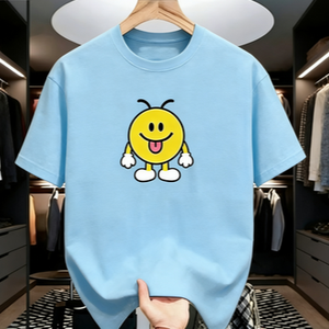T-shirt décontracté pour homme avec motif <span class=keywords><strong>Smiley</strong></span> à langue sortie, dessin animé mignon, en coton surdimensionné à manches courtes, style streetwear - Product Image 2