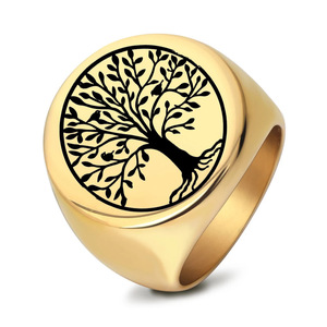 Bague en acier inoxydable Tree Of Life, bijoux unisexes ronds de 22Mm, cadeau - Product Image 1