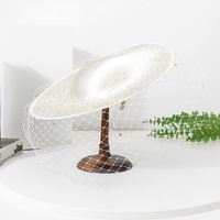 J414 Sombrero de Moda para Mujer, Elegante, Brillante, de Satén, Estilo Kentucky Derby, para Bodas, Fiestas, Iglesia, con Velo de Malla