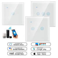 Interruptor de Luz Táctil de Pared de Cristal Tuya ZigBee con Control Remoto Inalámbrico Smart Life EU de 1/2/3/4 Ganglios