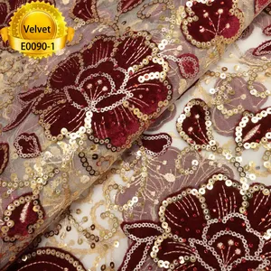2023批发价高品质尼日利亚刺绣蕾丝非洲奢华珠子天鹅绒薄纱蕾丝