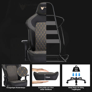 VANBOW Gaming Stuhl Hochwertiger, ergonomischer Gaming-Stuhl aus PU-Leder für lange Arbeitszeiten - Product Image 2