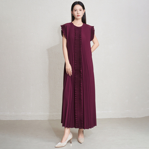 Abito Plissettato Primaverile Vintage di Alta Qualità, Vendita Diretta dalla Fabbrica, Nuovo Stile con Maniche Corte a Volant, Elegante e Casual - Product Image 2