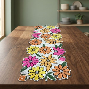 Camino de Mesa Bordado con Diseño Floral, Estilo Bohemio, Lavable, Decoración para el Hogar - Product Image 6