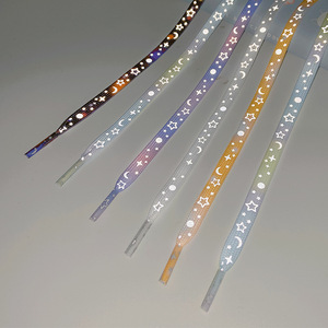 Nouveaux Lacets Plats <span class=keywords><strong>AF1</strong></span> Tout-Assortis en Polyester pour Baskets Homme et Femme, Réfléchissants Étoiles Galaxie Lumineux - Product Image 1