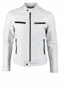 Blouson de motard en cuir véritable, coupe cintrée, décontracté, à la mode, pour homme, avec cuir de mouton, sur mesure, nouvelle collection - Product Image 5