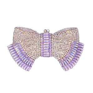 Sweet Bowknot-shaped Crystal Diamond Evening Purse Cute Women Chain Shoulder Bag for Cocktail Banquet - Product Image 1