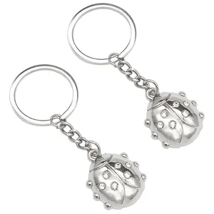 Wholesale Cute Animal Keychain Colorful Ladybird Key Ring For Women Full Rhinestone Lady Beetle Metal Keychains