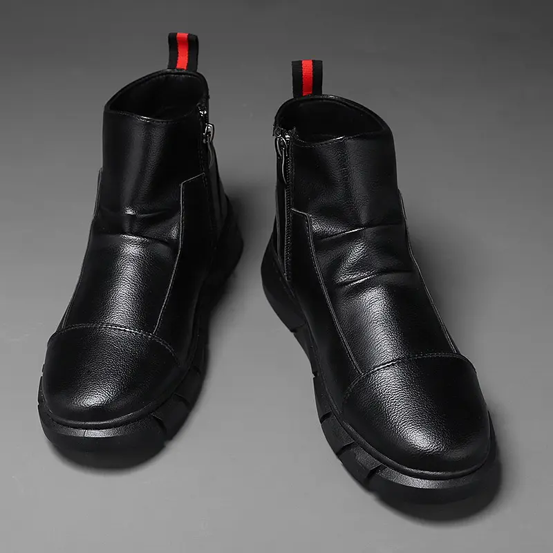 Manufacturer Wholesaling Low Price Design Black Man Shoes Winter Chelsea Men's Boots