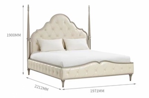 Ensemble de lit français européen moderne, lit de luxe en bois massif sculpté, lit rembourré européen haut de gamme - Product Image 6