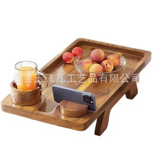 Acacia Wood <b>Sofa</b> <b>Armrest</b> Tray 40x25x2cm Cup Holder Foldable Living Room Lazy Table - Product Image 4