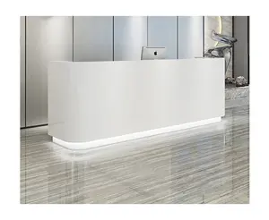Mostrador de recepción moderno personalizado <span class=keywords><strong>Spa</strong></span> Hotel recepción blanca mostrador de recepción mesa de madera salón Oficina recepción Escritorio - Product Image 1