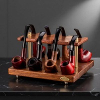 JIFENG JF-YDJ-008 Support de pipe pliable en bois massif et laiton, design rétro traditionnel, 1,03 kg, pour accessoires de fumeur