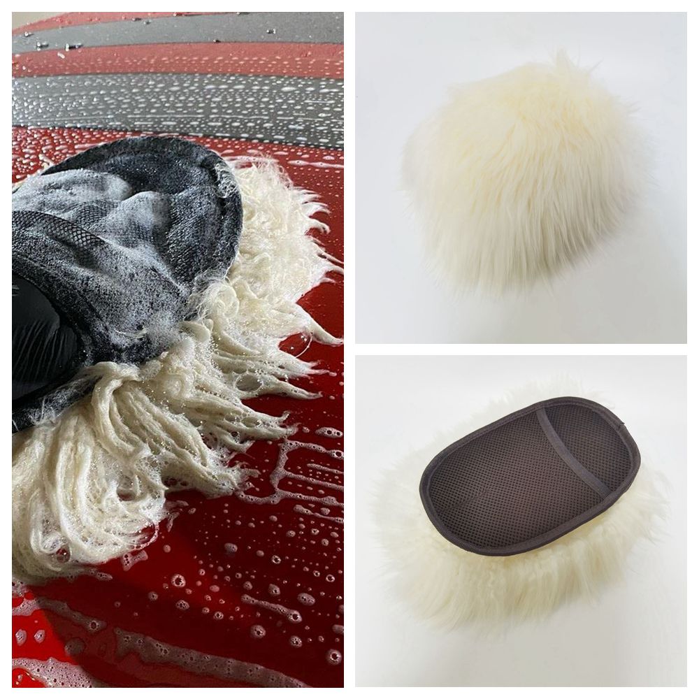 Варежка для мытья автомобиля из овечьей шерсти, автоуход, 100% шерсти, варежка для мытья деталей