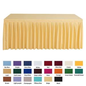 Jupe de Table de Conférence Rectangulaire, Nappe en Polyester Infroissable avec Volants et Bordure Anti-Poussière, pour Banquets et Mariages - Product Image 2