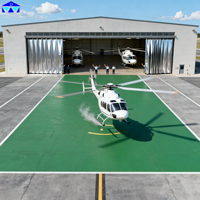Hangar préfabriqué en acier avec système de porte coulissante, résistance au vent 195 km/h, pour le stationnement d'avions de fret