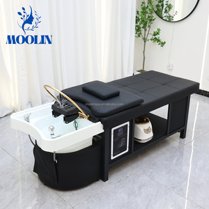 MOOLIN Poltrona Professionale per Lavaggio Capelli da Salone di Bellezza, Colore Personalizzabile, Lettino Massaggio Thai, Pelle PU, Terapia Acquatica Leggera - Product Image 1