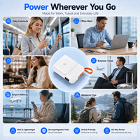 Banco de Energía Inalámbrico Magnético de 10000 mAh, Cargador Portátil de 22.5 W con Cables de Carga Dobles Integrados, Power Bank para Uso Diario