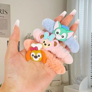 Élastiques à cheveux en peluche de dessin animé mignons, en forme de nœud, en tissu, élastiques, pour femmes, usage quotidien, cinq couleurs assorties - Product Image 3