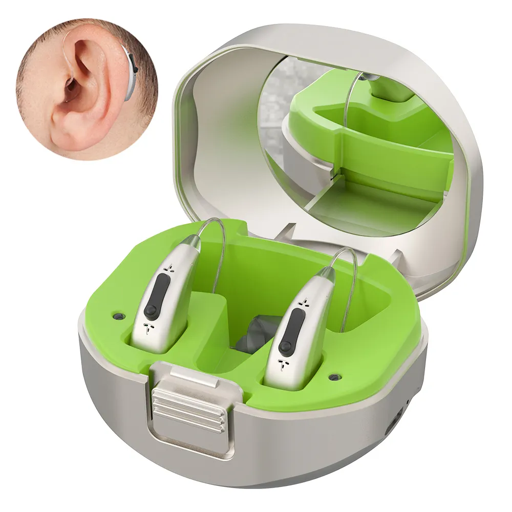 高品質のデジタル充電式補聴器を備えたBTE RIC補聴器