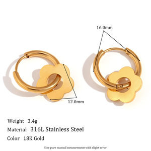Summer Collection Boucles d'oreilles fleur géométrique en acier inoxydable plaqué or 18K pour dames Cadeau bijoux mode <span class=keywords><strong>E327</strong></span> - Product Image 6