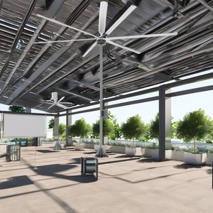 Ventilador de Pie Portátil HVLS Julai de 16 pies (4.9m), Ventilador de Columna Grande, Impermeable, para Exteriores, Ventilador Industrial Grande, Ventilador de Pie OEM para Almacenes - Product Image 2