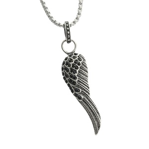 yunnique Stainless Steel Wing Pendant Pave Setting Men's Necklace Fashion Jewelry - Product Image 4