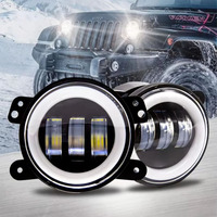 Phare antibrouillard à LED de 4 pouces pour voiture Blanc Jaune Ouverture Yeux d'Ange Phares antibrouillard pour voiture Jeep Modification des feux de conduite