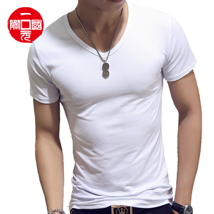 Мужская однотонная Базовая футболка с коротким рукавом и круглым вырезом