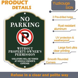 Letrero de Prohibido Estacionar, los Violadores Serán Remolcados a Cuenta del Propietario del Vehículo, Letrero de Aluminio Resistente a la Corrosión de 10*14 Pulgadas, Resistente a la Intemperie - Product Image 4