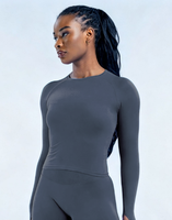 Camiseta Deportiva de Manga Larga sin Costuras para Mujer YIAN, 18 Colores Disponibles, Camiseta Deportiva de Compresión de Secado Rápido para Gimnasio, Running, Pilates