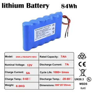 Baterias de íon de lítio 12v 7Ah 84wh baterias para energia solar 12V 24V 48V 10Ah 25Ah 30Ah 45Ah 60Ah